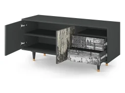 Hot Mueble de TV - 125х56х41 cm - T7 - Castle with Bridge, Antracite Cinza antracite