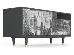 Hot Mueble de TV - 125х56х41 cm - T7 - Castle with Bridge, Antracite Cinza antracite