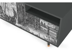Hot Mueble de TV - 125х56х41 cm - T7 - Castle with Bridge, Antracite Cinza antracite