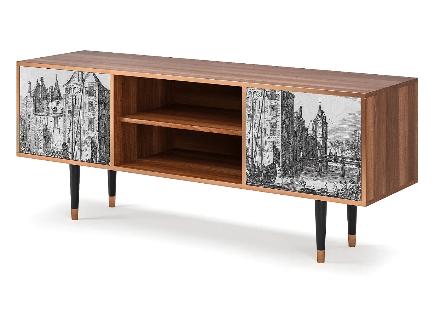 Móvel De Tv| Mueble de TV - 170х69х48 cm - T2 - Castle by Breugel, Nogueira Castanho