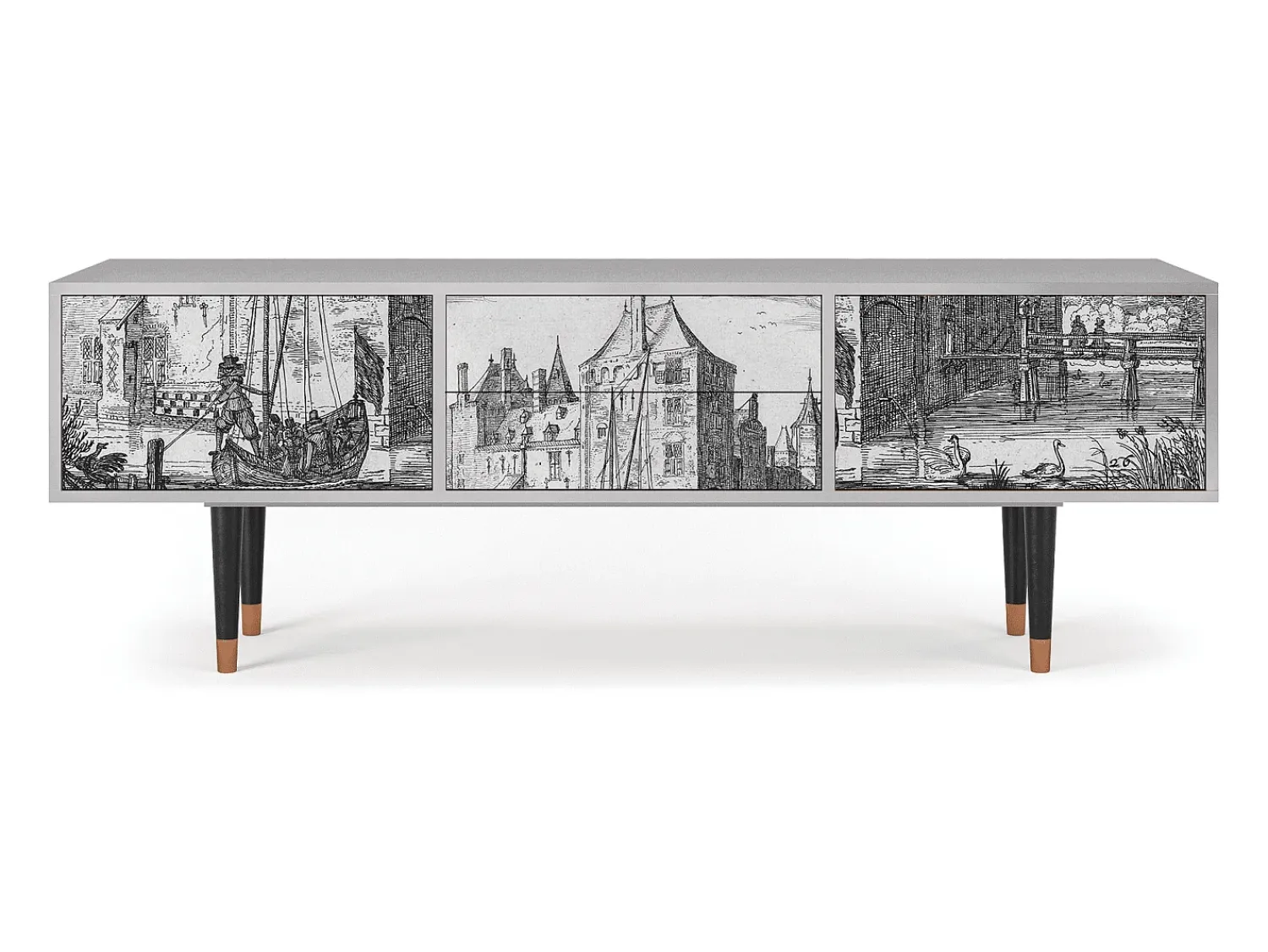 Mueble de TV - 170х59х48 cm - T4 - Castle by Breugel, Cinza^ Móvel De Tv