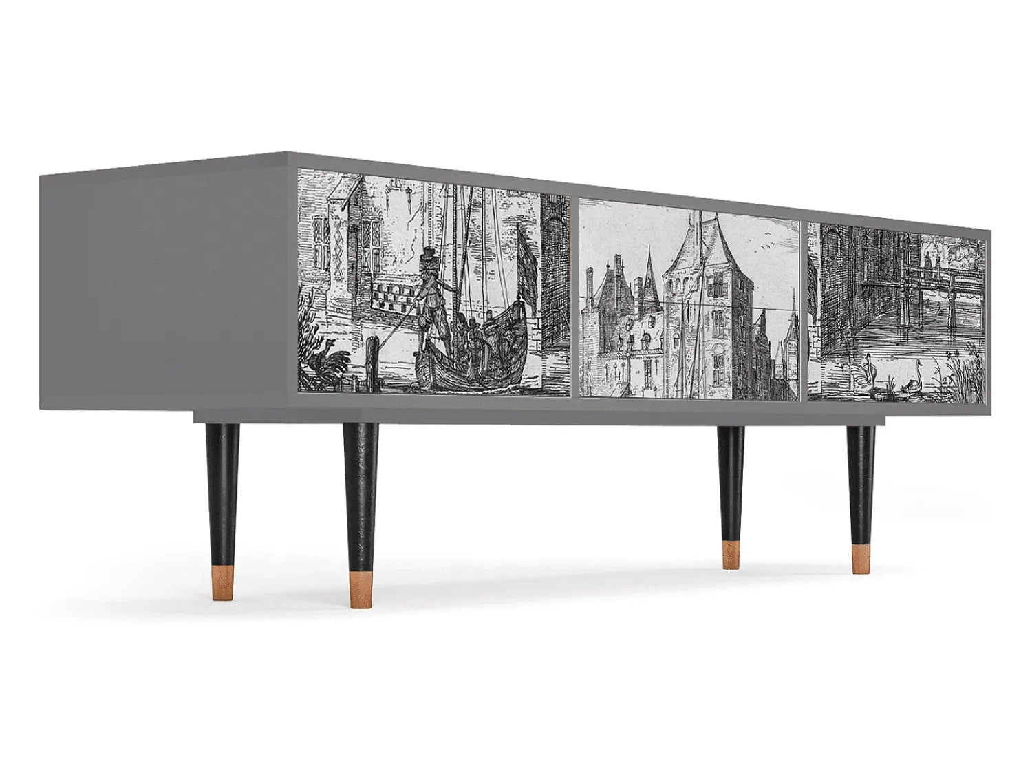 Mueble de TV - 170х59х48 cm - T4 - Castle by Breugel, Cinza^ Móvel De Tv