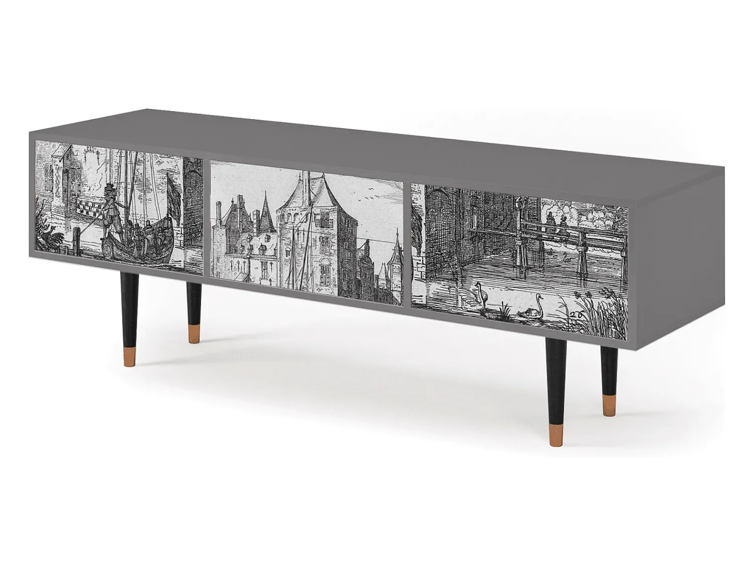 Mueble de TV - 170х59х48 cm - T4 - Castle by Breugel, Cinza^ Móvel De Tv