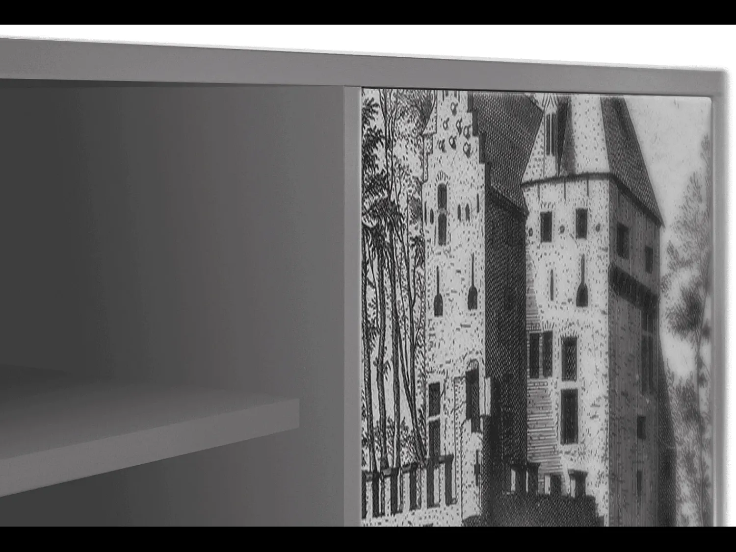 Mueble de TV - 170х69х48 cm - T2 - Castle with Bridge, Cinza^ Móvel De Tv