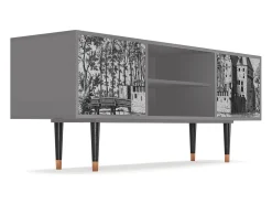Mueble de TV - 170х69х48 cm - T2 - Castle with Bridge, Cinza^ Móvel De Tv