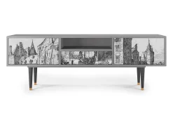 Móvel De Tv* Mueble de TV - 170х59х41 cm - T6 - Castle with Bridge, Cinza Cinzento