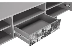 Móvel De Tv* Mueble de TV - 170х59х41 cm - T6 - Castle with Bridge, Cinza Cinzento
