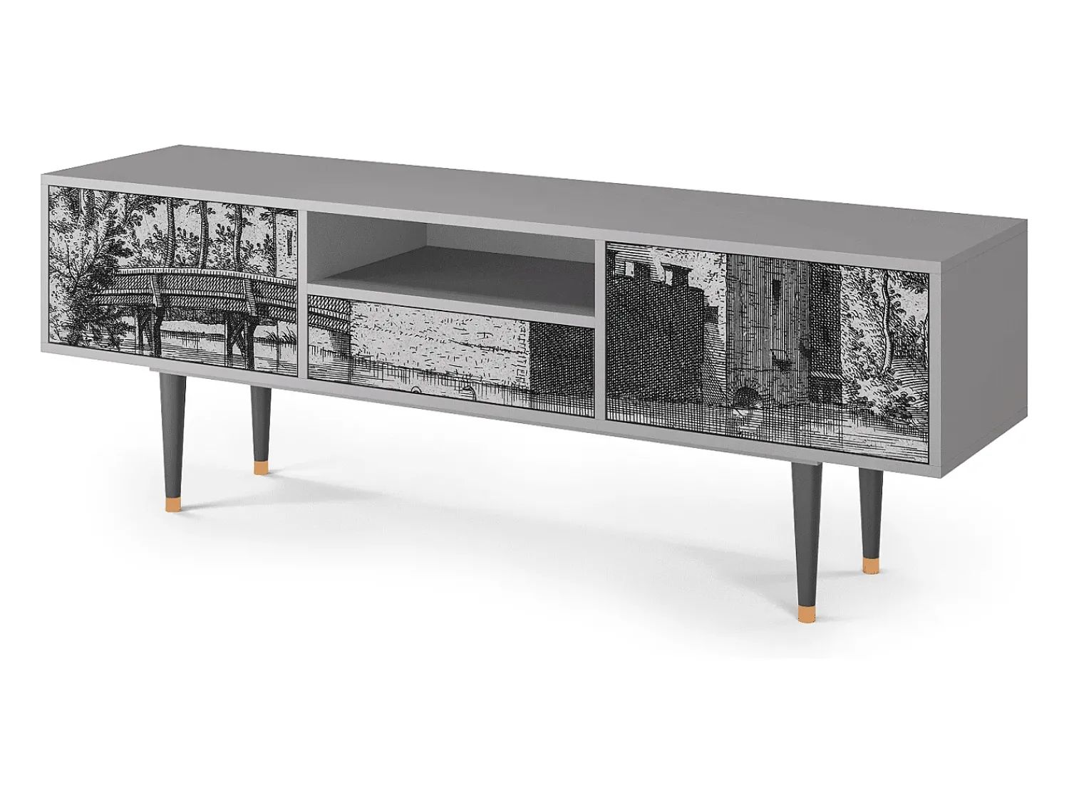 Móvel De Tv* Mueble de TV - 170х59х41 cm - T6 - Castle by Breugel, Cinza Cinzento