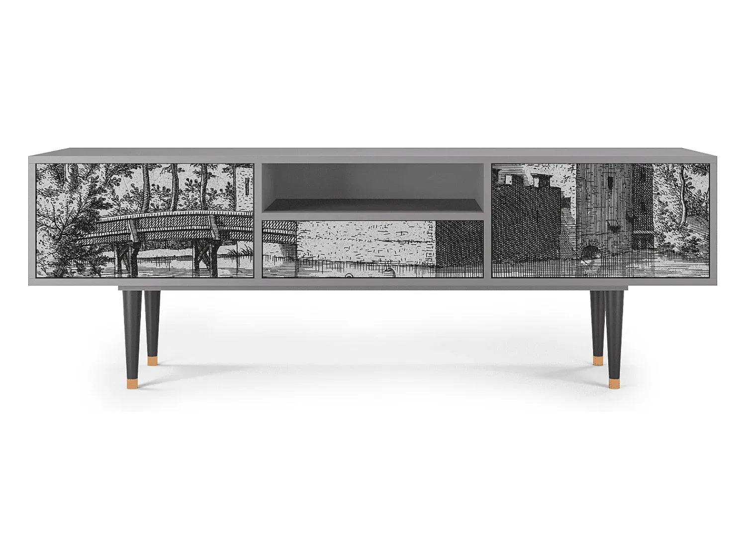 Móvel De Tv* Mueble de TV - 170х59х41 cm - T6 - Castle by Breugel, Cinza Cinzento