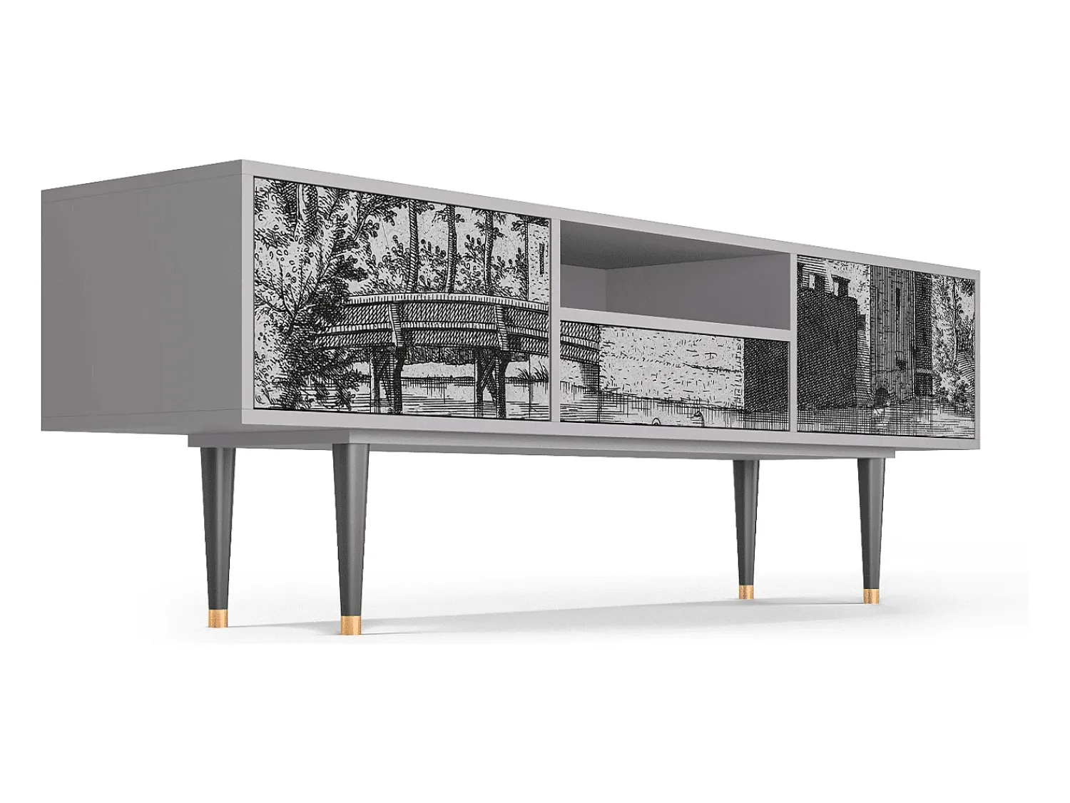 Móvel De Tv* Mueble de TV - 170х59х41 cm - T6 - Castle by Breugel, Cinza Cinzento