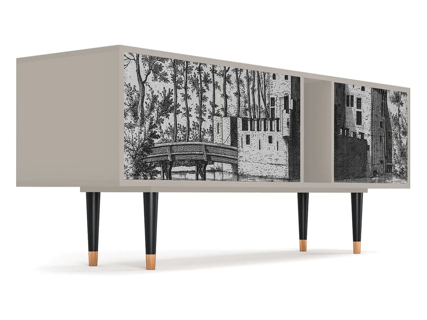 Mueble de TV - 170х69х48 cm - T1 - Castle with Bridge, Areia^ Móvel De Tv