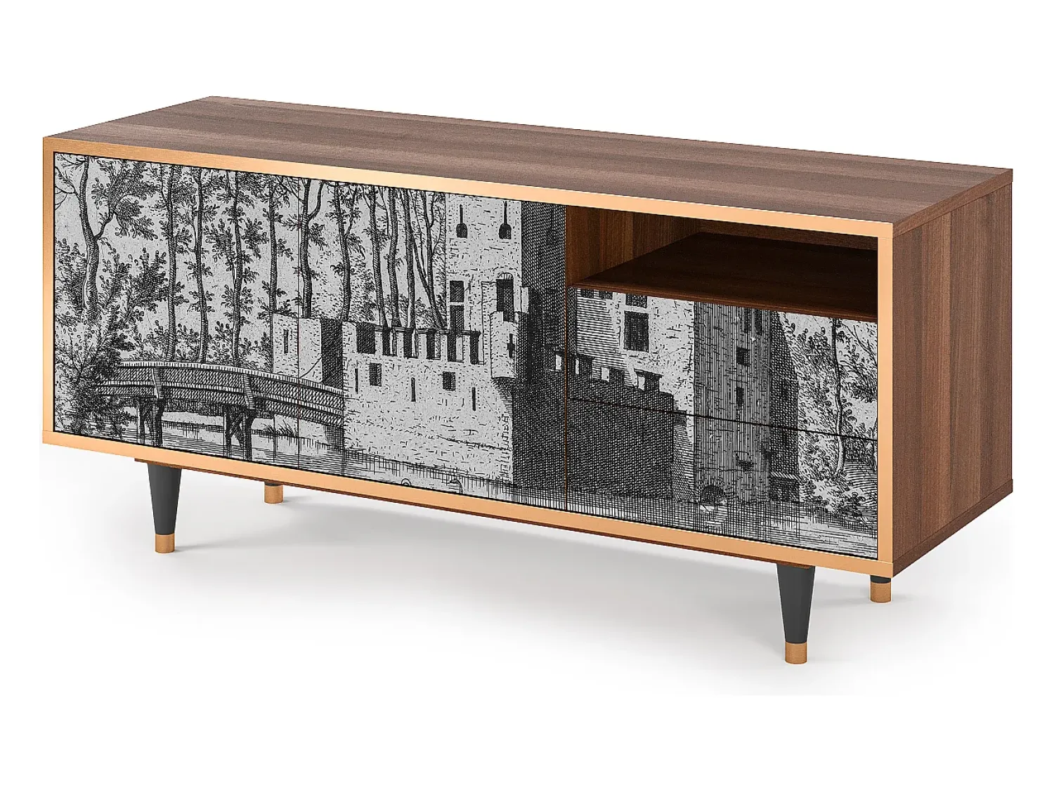 Discount Mueble de TV - 125х56х41 cm - T7 - Castle by Breugel, Nogueira Castanho