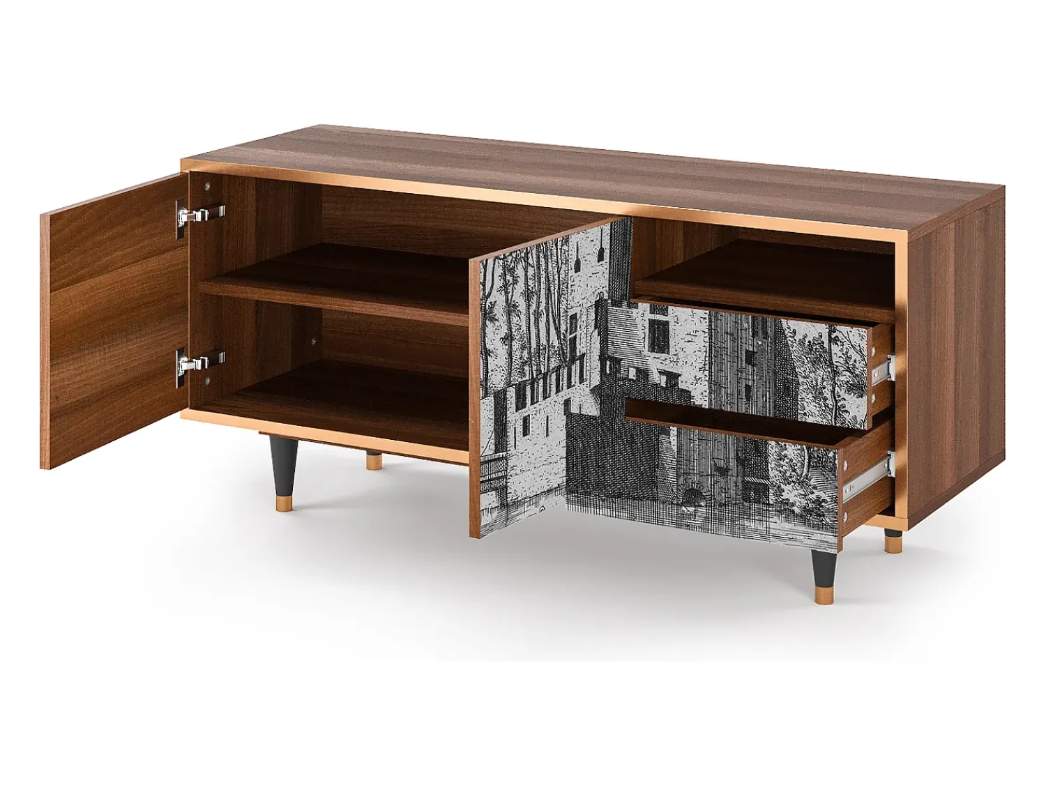 Discount Mueble de TV - 125х56х41 cm - T7 - Castle by Breugel, Nogueira Castanho