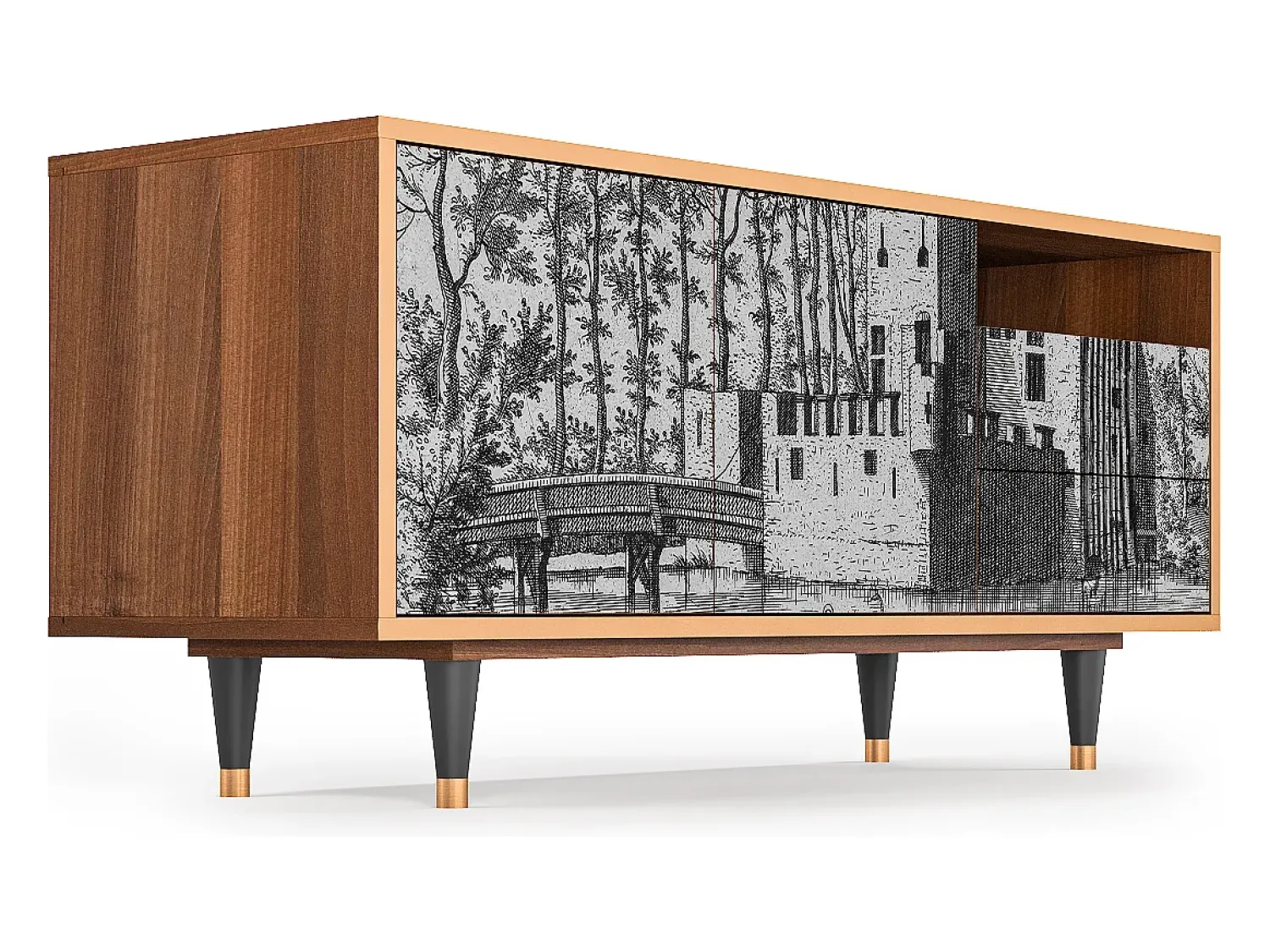 Discount Mueble de TV - 125х56х41 cm - T7 - Castle by Breugel, Nogueira Castanho