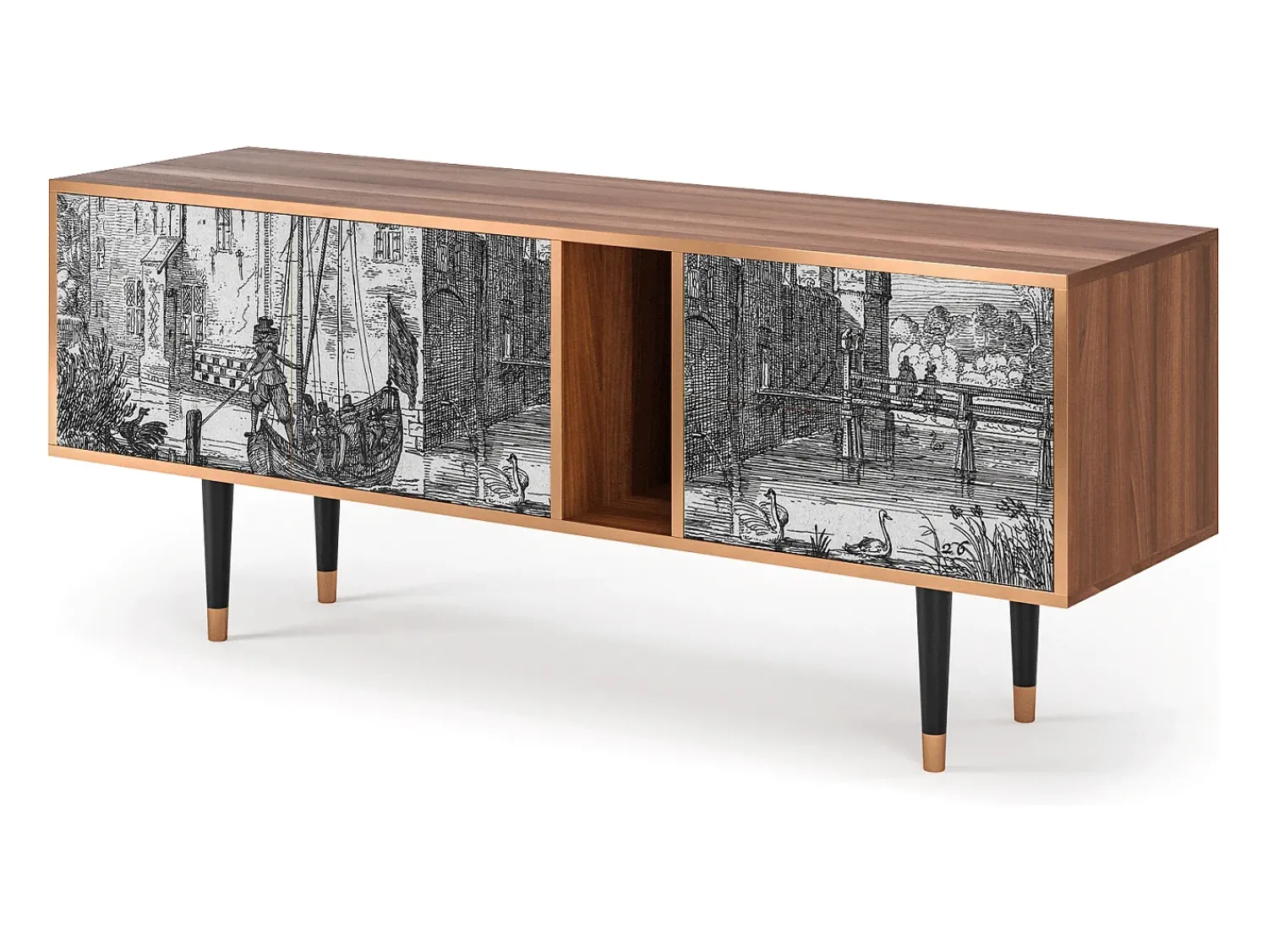 Móvel De Tv| Mueble de TV - 170х69х48 cm - T1 - Castle by Breugel, Nogueira Castanho
