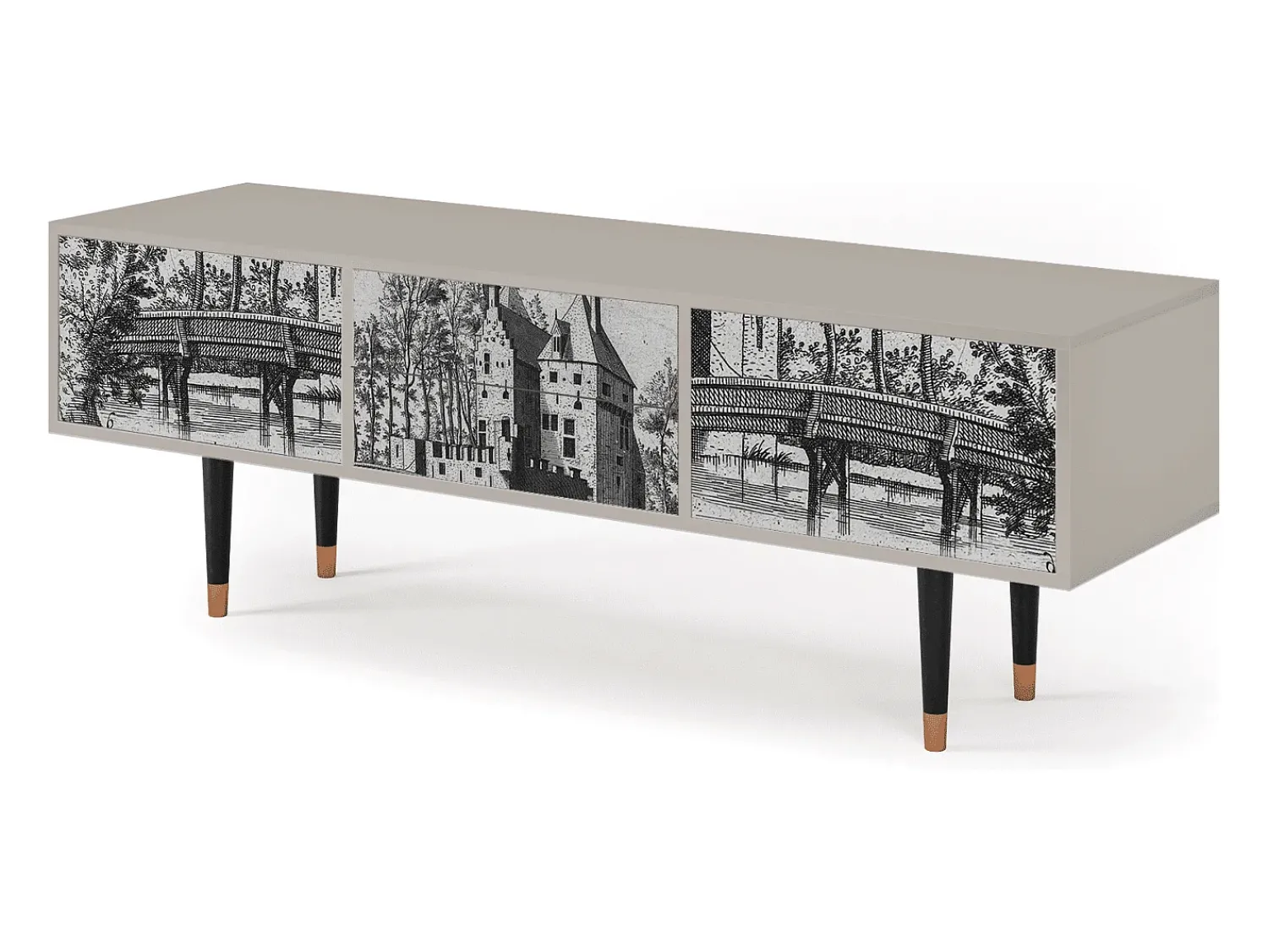 Hot Mueble de TV - 170х59х48 cm - T4 - Castle with Bridge, Areia Bege