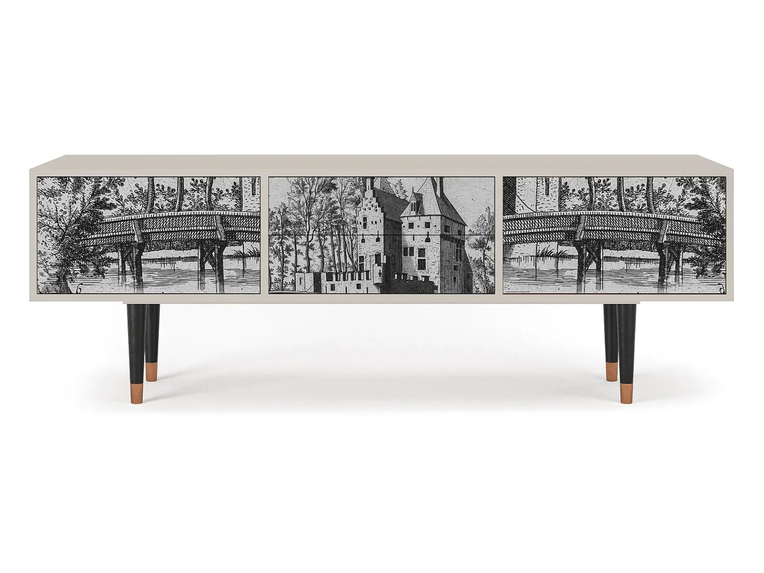 Hot Mueble de TV - 170х59х48 cm - T4 - Castle with Bridge, Areia Bege