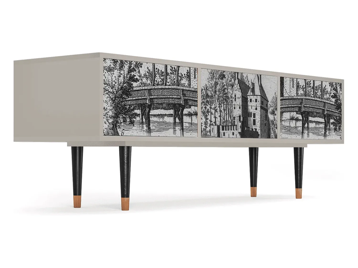 Hot Mueble de TV - 170х59х48 cm - T4 - Castle with Bridge, Areia Bege