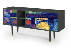 Móvel De Tv| Mueble de TV - 150х69х41 cm - T5 - Charing Cross Bridge, Antracite Cinza antracite