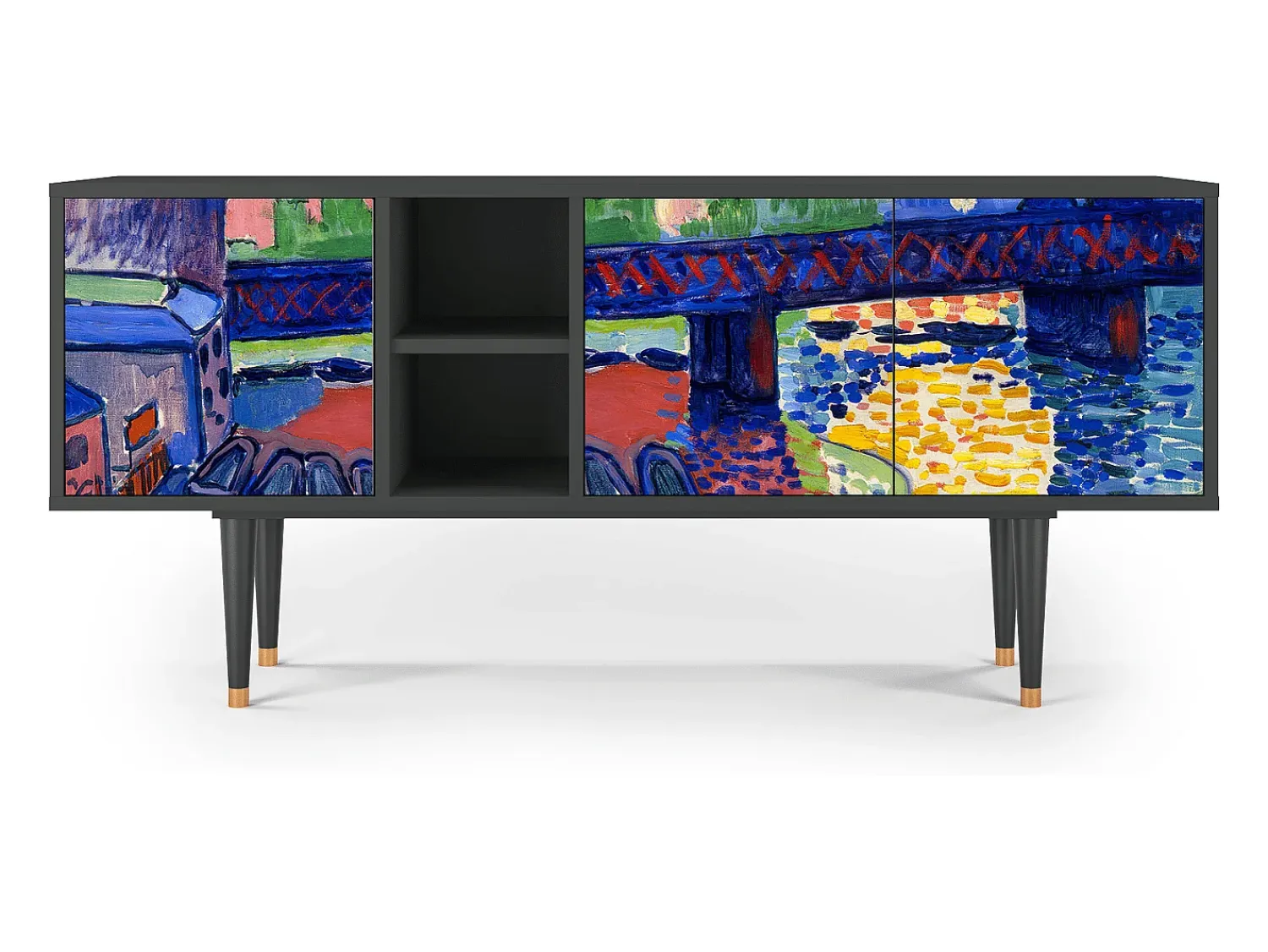 Móvel De Tv| Mueble de TV - 150х69х41 cm - T5 - Charing Cross Bridge, Antracite Cinza antracite