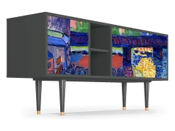 Móvel De Tv| Mueble de TV - 150х69х41 cm - T5 - Charing Cross Bridge, Antracite Cinza antracite