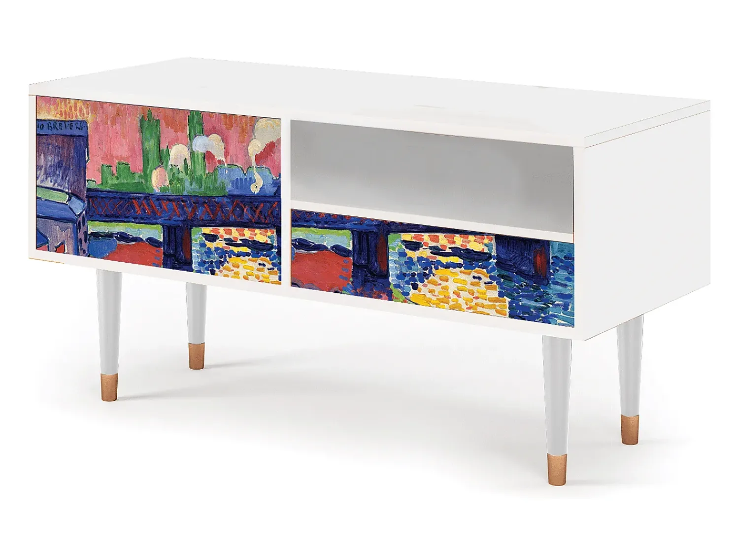 Móvel De Tv| Mueble de TV - 115х59х48 cm - T3 - Charing Cross Bridge, Branco Bege