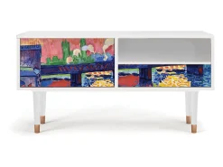 Móvel De Tv| Mueble de TV - 115х59х48 cm - T3 - Charing Cross Bridge, Branco Bege