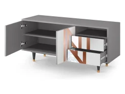 Móvel De Tv| Mueble de TV - 125х56х41 cm - T7 - Champagne Story, Cinza Cinzento