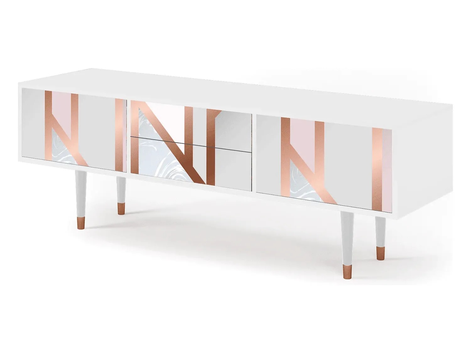 New Mueble de TV - 170х59х48 cm - T4 - Champagne Story, Branco Bege