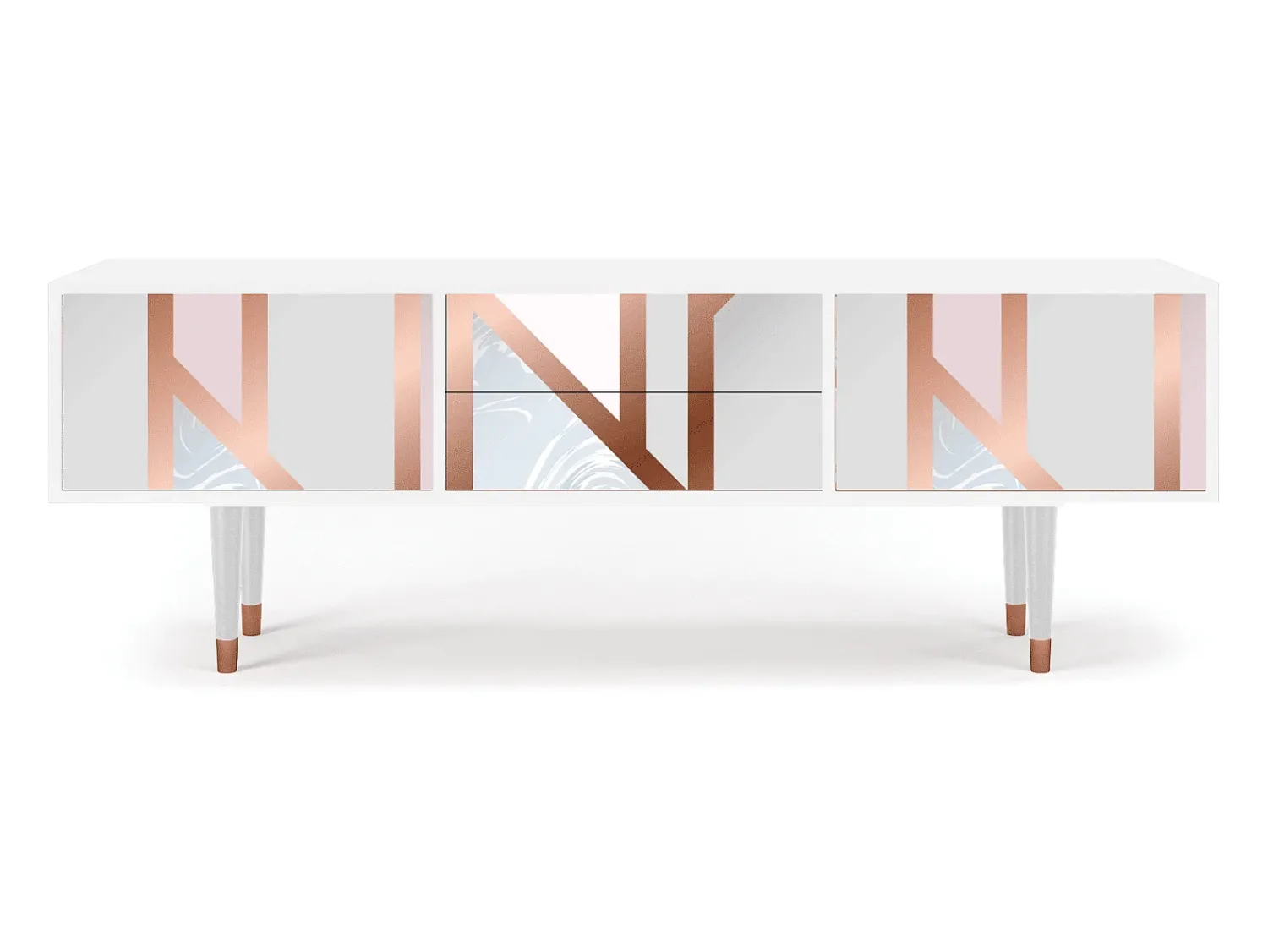 New Mueble de TV - 170х59х48 cm - T4 - Champagne Story, Branco Bege