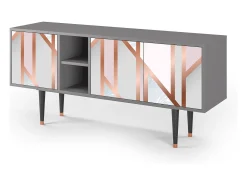Móvel De Tv| Mueble de TV - 150х69х41 cm - T5 - Champagne Story, Cinza Cinzento