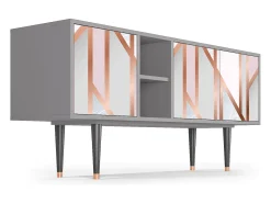 Móvel De Tv| Mueble de TV - 150х69х41 cm - T5 - Champagne Story, Cinza Cinzento
