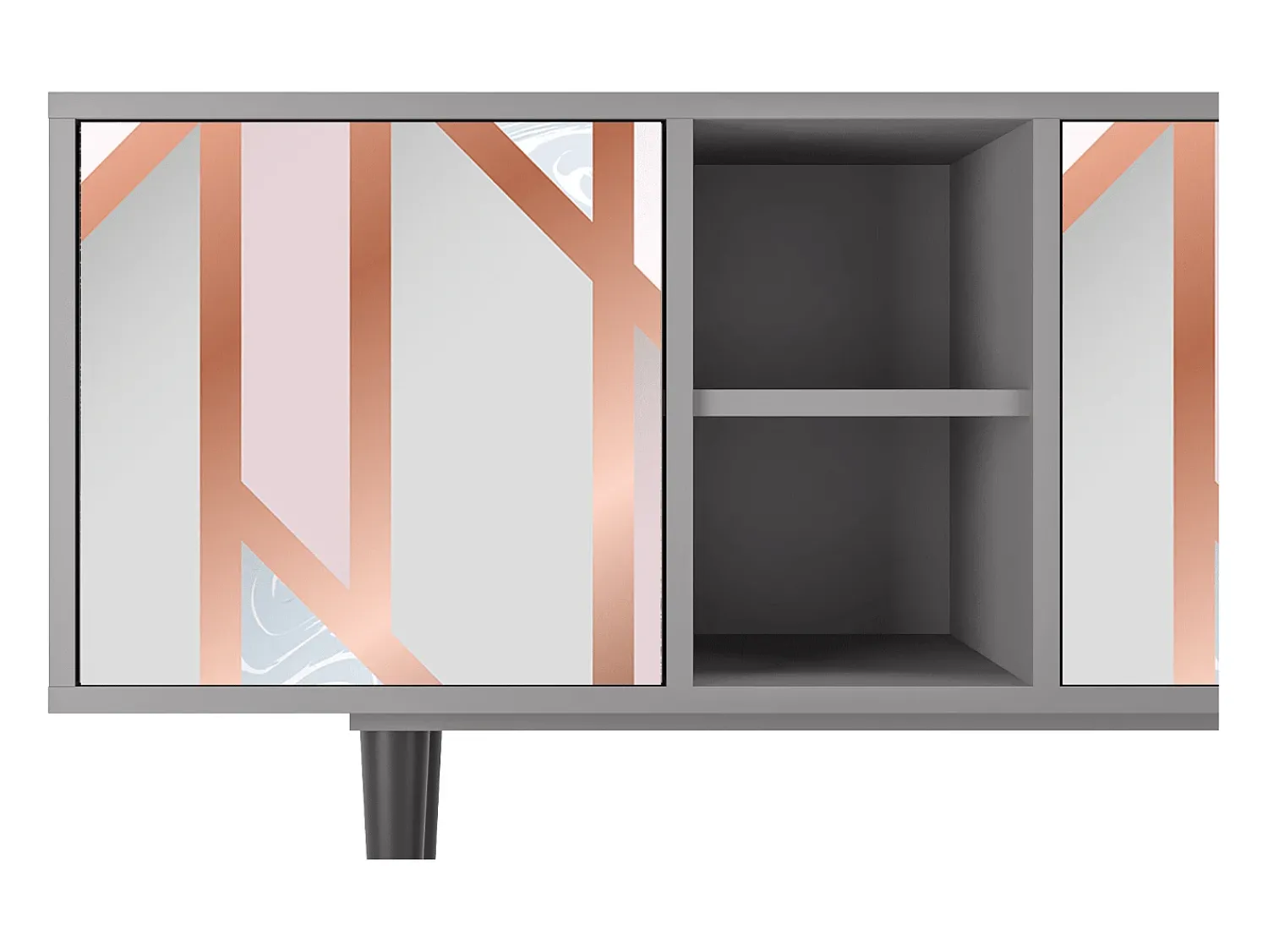 Móvel De Tv| Mueble de TV - 150х69х41 cm - T5 - Champagne Story, Cinza Cinzento