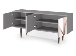Móvel De Tv| Mueble de TV - 150х69х41 cm - T5 - Champagne Story, Cinza Cinzento