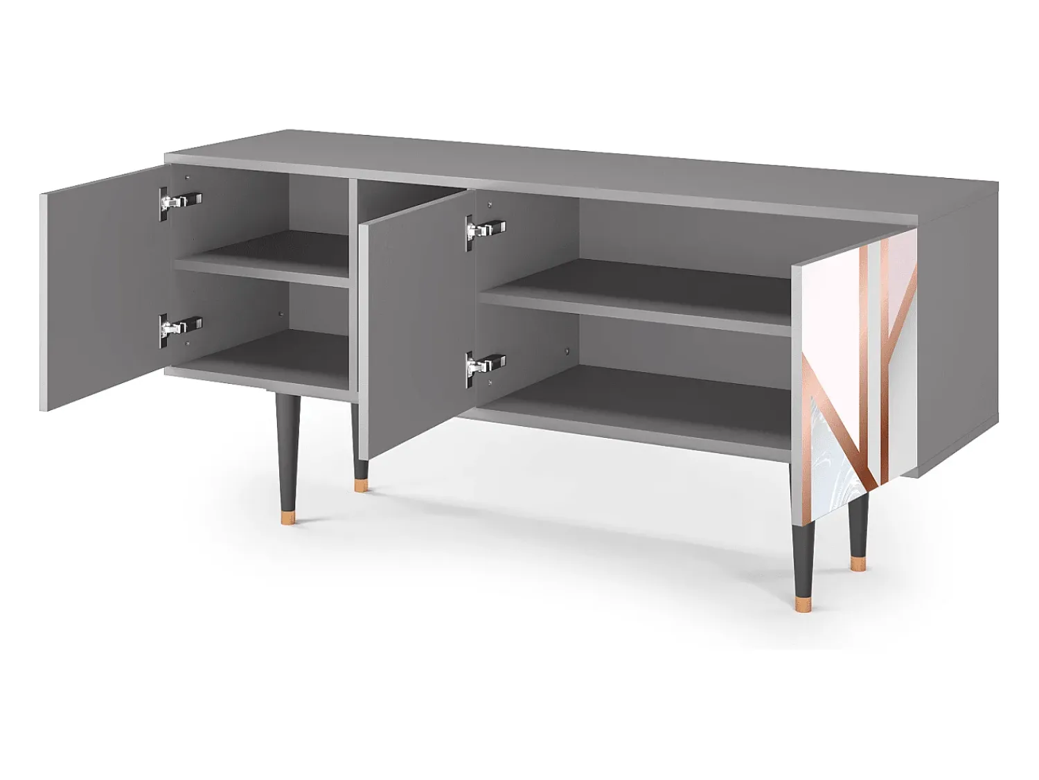 Móvel De Tv| Mueble de TV - 150х69х41 cm - T5 - Champagne Story, Cinza Cinzento