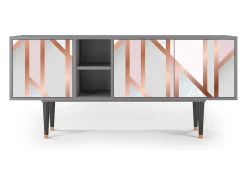 Móvel De Tv| Mueble de TV - 150х69х41 cm - T5 - Champagne Story, Cinza Cinzento
