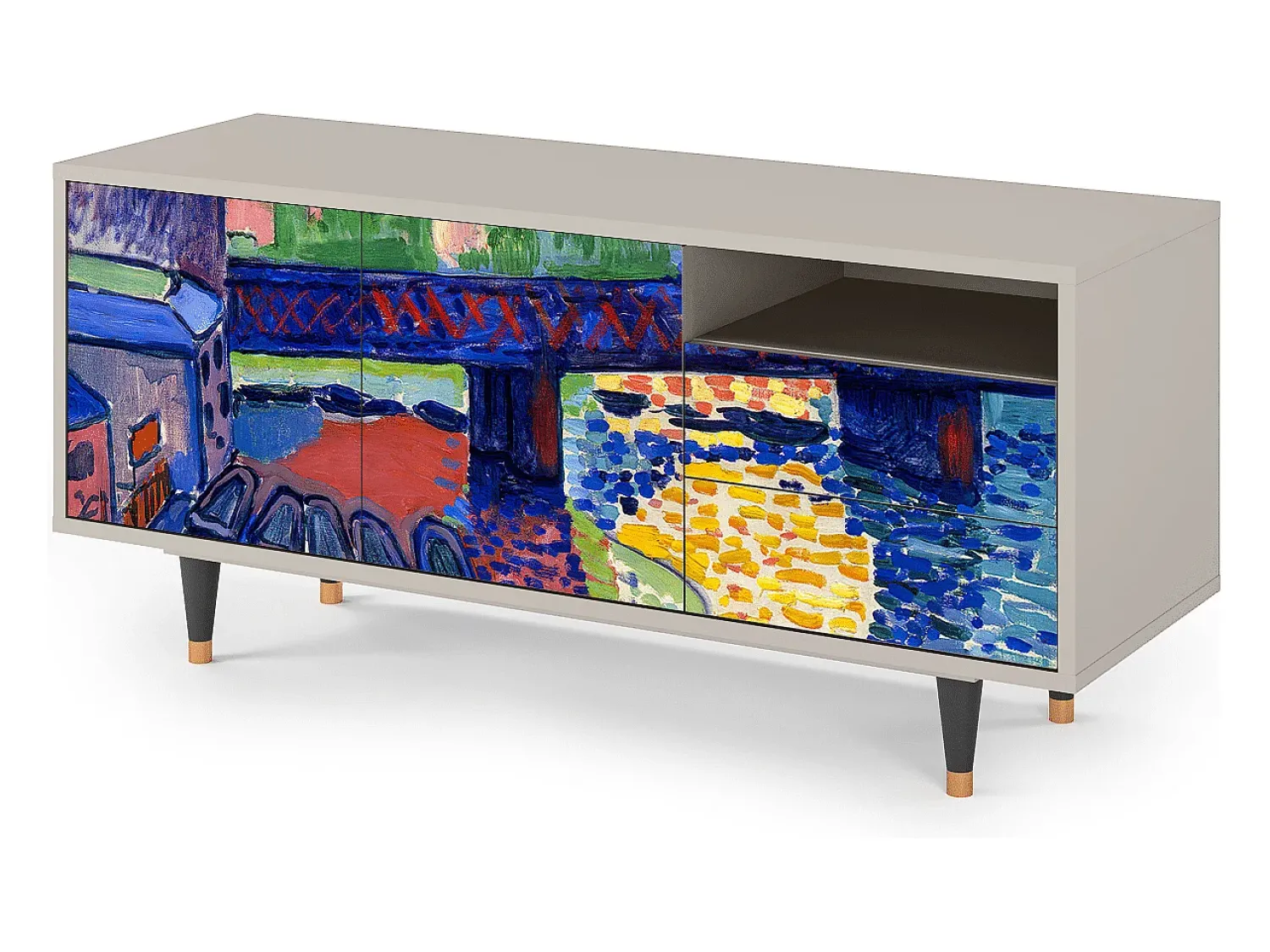 Móvel De Tv* Mueble de TV - 125х56х41 cm - T7 - Charing Cross Bridge, Areia Bege
