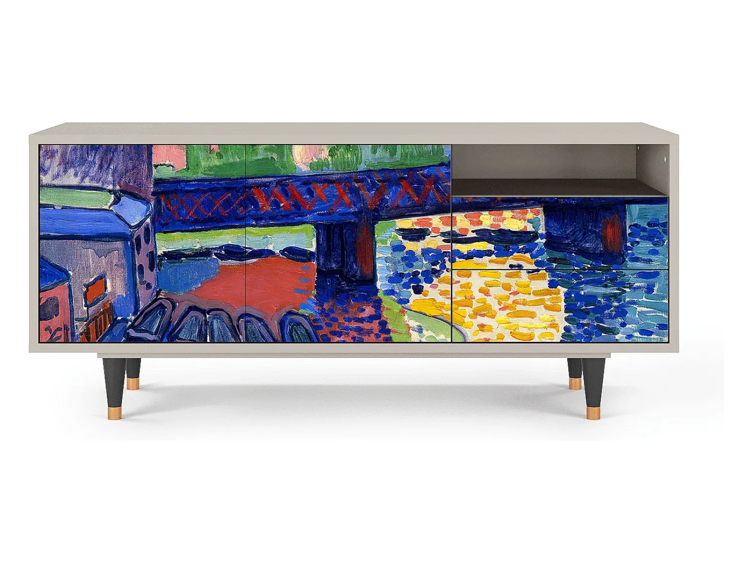 Móvel De Tv* Mueble de TV - 125х56х41 cm - T7 - Charing Cross Bridge, Areia Bege