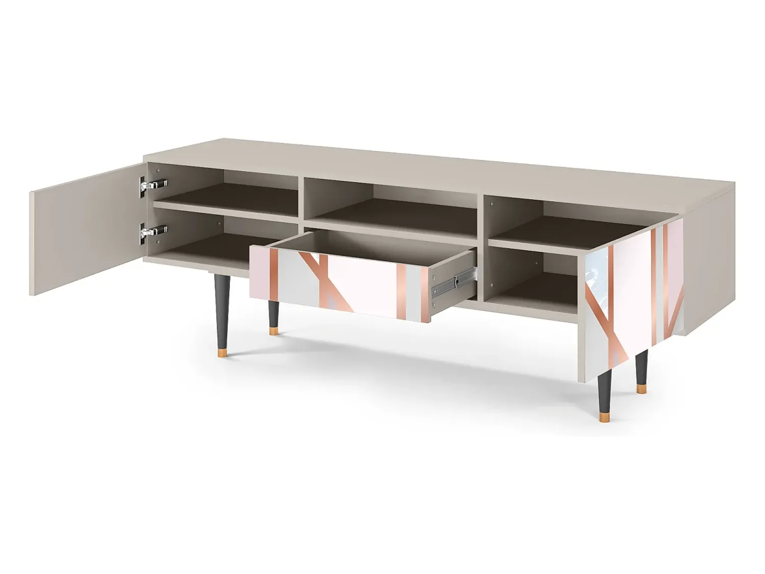 Móvel De Tv* Mueble de TV - 170х59х41 cm - T6 - Champagne Story, Areia Bege