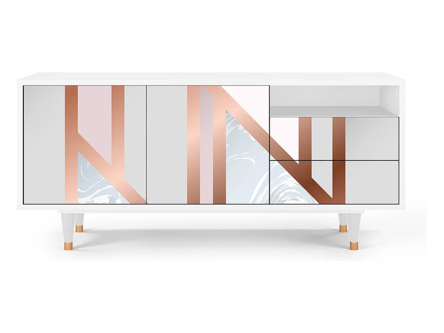 Mueble de TV - 125х56х41 cm - T7 - Champagne Story, Branco^ Móvel De Tv