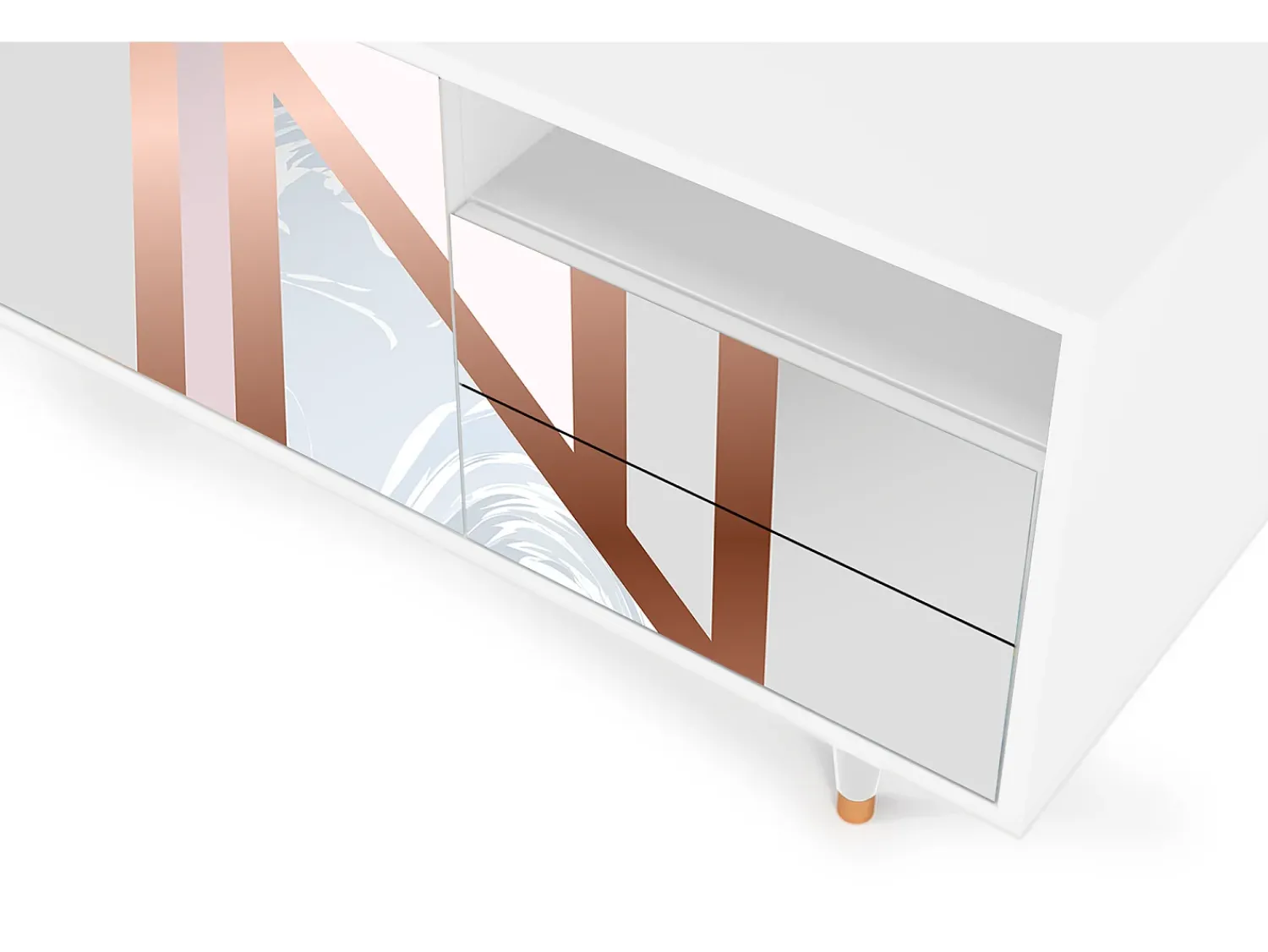 Mueble de TV - 125х56х41 cm - T7 - Champagne Story, Branco^ Móvel De Tv