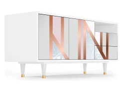Mueble de TV - 125х56х41 cm - T7 - Champagne Story, Branco^ Móvel De Tv