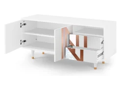Mueble de TV - 125х56х41 cm - T7 - Champagne Story, Branco^ Móvel De Tv