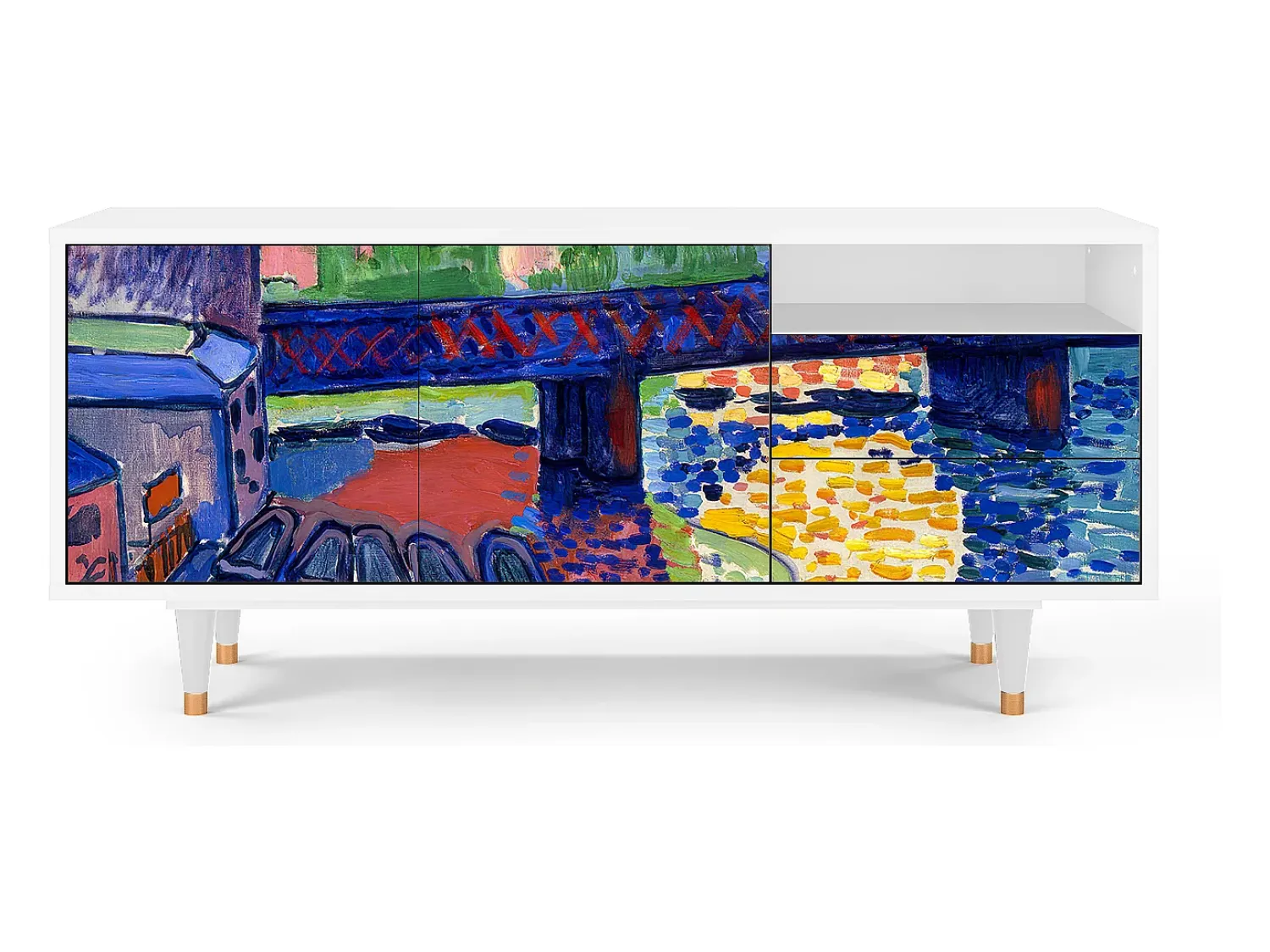 Móvel De Tv| Mueble de TV - 125х56х41 cm - T7 - Charing Cross Bridge, Branco Bege