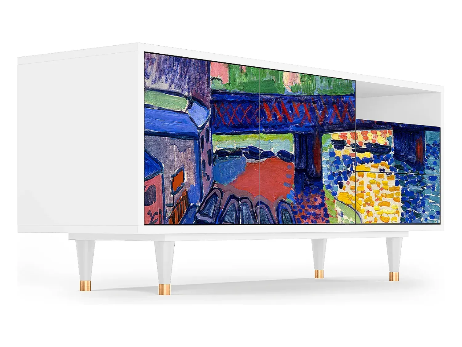 Móvel De Tv| Mueble de TV - 125х56х41 cm - T7 - Charing Cross Bridge, Branco Bege
