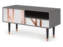 Móvel De Tv| Mueble de TV - 115х59х48 cm - T3 - Champagne Story, Cinza Cinzento