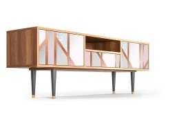 Móvel De Tv| Mueble de TV - 170х59х41 cm - T6 - Champagne Story, Nogueira Castanho