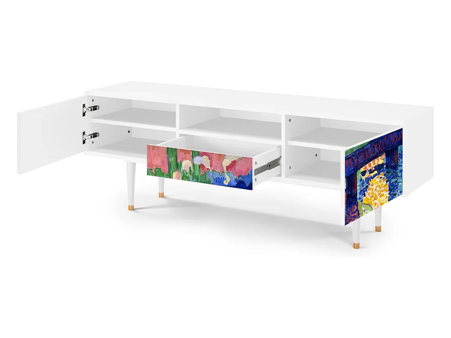 Móvel De Tv| Mueble de TV - 170х59х41 cm - T6 - Charing Cross Bridge, Branco Bege