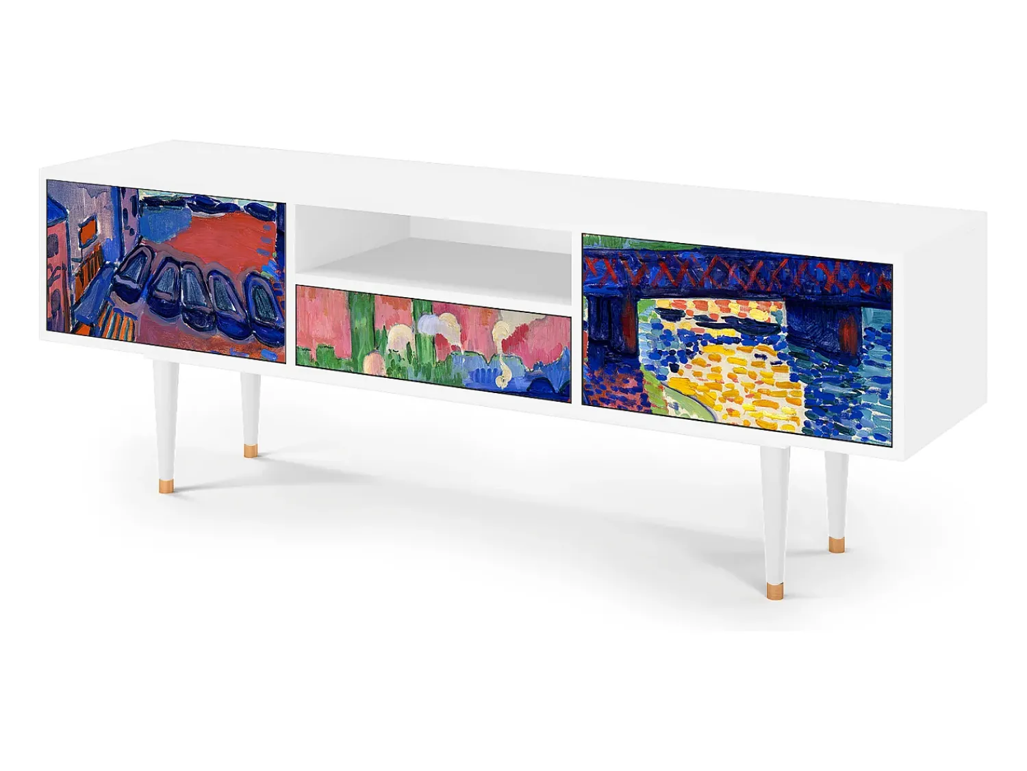 Móvel De Tv| Mueble de TV - 170х59х41 cm - T6 - Charing Cross Bridge, Branco Bege