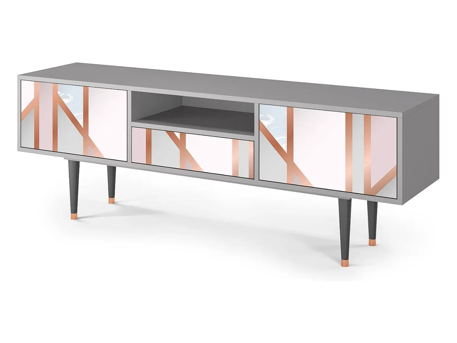 Mueble de TV - 170х59х41 cm - T6 - Champagne Story, Cinza^ Móvel De Tv